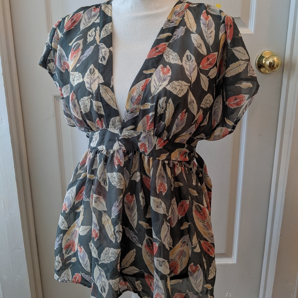 Xhilaration boho feather blouse